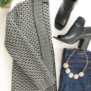 Talbots • Black and White Chunky Cardigan Sweater